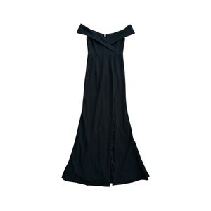 Lulus Song Of Love Black Off-Shoulder Side Slit Maxi Dress‎ Small Wedding Guest